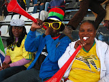 We went with some teacher friends: Here's Solly with his wife, and Helen (who teaches Art Club with me) on the right. They're both from Mahlahluvana Primary School and went to the game with us. South Africa - 383.jpg