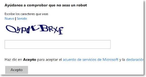 Capcha para hacer el correo Capcha para hacer el correo
