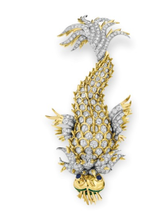 “The Night of the Iguana Brooch” A Diamond and Multi‐Gem Brooch by Jean Schlumberger, Tiffany & Co., circa 1964 Gift from Richard Burton upon the occasion of the premiere of the film Night of the Iguana August 11, 1964 Estimate: $200,000-$300,000 “The Night of the Iguana Brooch” A Diamond and Multi‐Gem Brooch by Jean Schlumberger, Tiffany & Co., circa 1964 Gift from Richard Burton upon the occasion of the premiere of the film Night of the Iguana August 11, 1964 Estimate: $200,000-$300,000