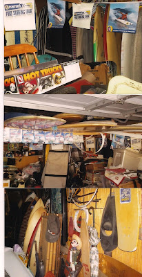 This is a guy I met named Eddie and lives in the South Bay area. This guy has over 150 surfboards & skateboards alone along with Schwinn bicycles along with so much other old stuff you can not see the end of garage