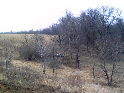 The view of the single vehicle accident from US 218 northbound