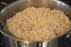 We also get to eat delicious and healthy brown rice.  It is cooked until just tender.
