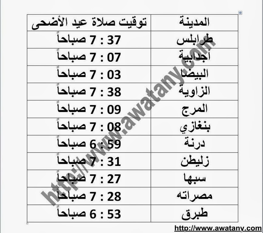 موعد صلاة عيد الاضحي 2013 في مصر وجميع الدول العربية - اخبار وطني