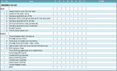 jan to do list - excel pic jan to do list - excel pic