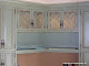 Copper cabinets with mouth blown glass and custom etched accents for a private home in Woodside, CA.
