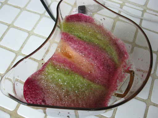 Juice stripes are cool, right? The result of putting one ingredient through at a time.