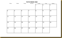 Calendar, Nov 1860 Calendar, Nov 1860