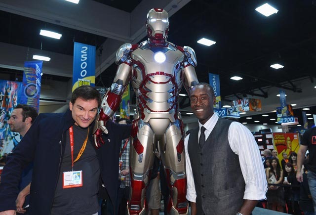 SAN DIEGO, CA - JULY 14:  Writer/director Shane Black (L) and actor Don Cheadle pose with Marvel Studios during Comic-Con International 2012 at San Diego Convention Center on July 14, 2012 in San Diego, California.  (Photo by Alberto E. Rodriguez/WireImage) *** Local Caption *** Shane Black;Don Cheadle