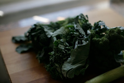 My broccoli looked home grown, but I used the entire head and peeled the fibrous skin off the stalks to make them easier to blend.