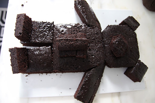Cake cut and pieced together