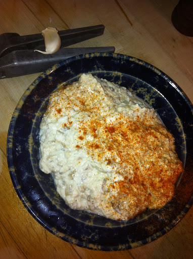 Eggplant Yogurt Dip: I love it but hubby hates eggplant so I don't cook enough of it!