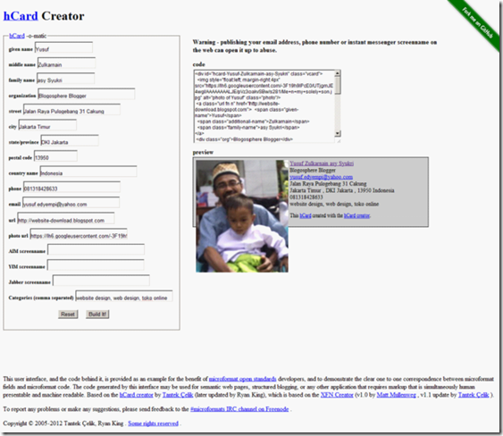 HCard Creator in website design blog HCard Creator in website design blog