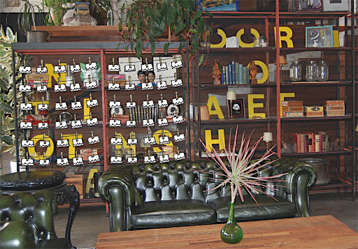 Kelly took a photo of the Smog Shoppe's interior wall and drew over it to show how the escort cards would be displayed. Kelly took a photo of the Smog Shoppe's interior wall and drew over it to show how the escort cards would be displayed.