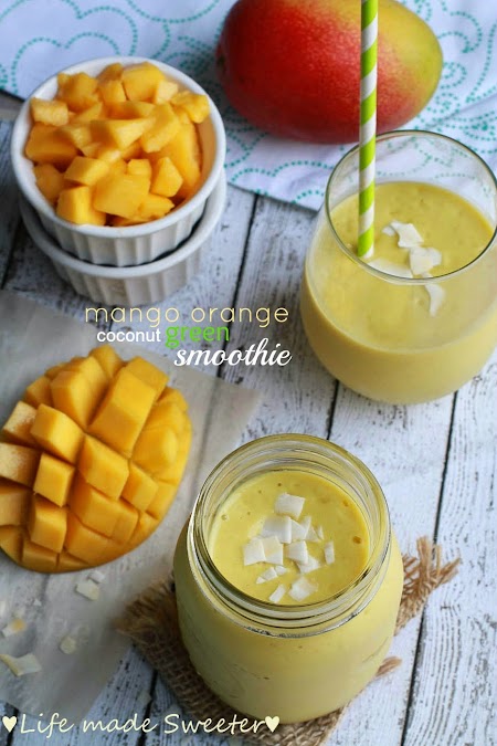 Mango Orange Coconut Green Smoothie - Life Made Sweeter.jpg