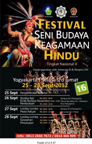 jadwal acara festival keagamaan hindu tngkat nasional di yogyakarta 2012