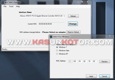 Mengganti MAC Address di Windows 7 dengan Win7 Mac Changer