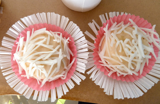 Fresh from the kitchen, Elizabeth Colling made us these coconut-fringed treats.