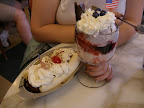 A banana split and a berry sundae at the Ghirardelli shop.