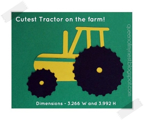 Tractor SVG Cut Closeup with Tape Frame