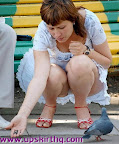 Feeding the pigeons upskirt