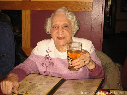 Grandma Fane on her 90th birthday with a beer in hand!