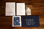 The invitation suite introduced sunprint elements and lace details. The invitation suite introduced sunprint elements and lace details.