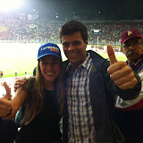 (15.11.11) Mi esposa, Lilian Tintori y yo, estuvimos en el juego de nuestra vinotinto en el estadio de Pueblo Nuevo, en San Cristóbal; disfrutando junto a miles de venezolanos del triunfo de nuestra selección. Seguimos avanzando, Venezuela!!! ¡Ganó la Vinotinto, Ganó La Mejor Venezuela!