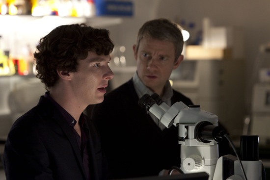 BBC Sherlock Benedict Cumberbatch is Holmes and Martin Freeman is Watson