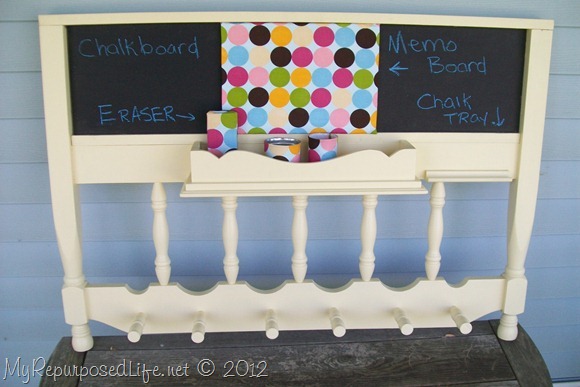 repurposed headboard memo coatrack