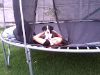 en el trampolin jugando