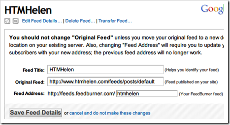 Edit Feed Details Edit Feed Details