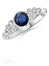 Round Sapphire and Diamond Vintage Ring