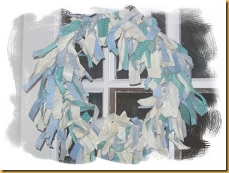 rag wreath- blue-frame