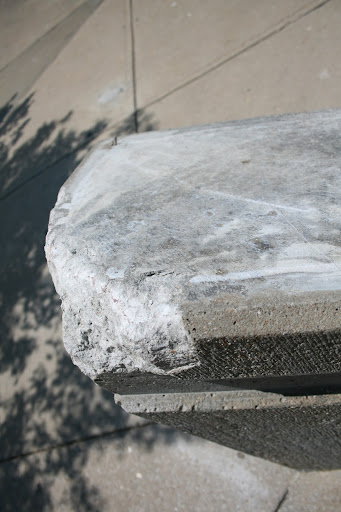 A monument was damaged when the northwest light tower fell on Tuesday. (photo credit: James Mulvenon)