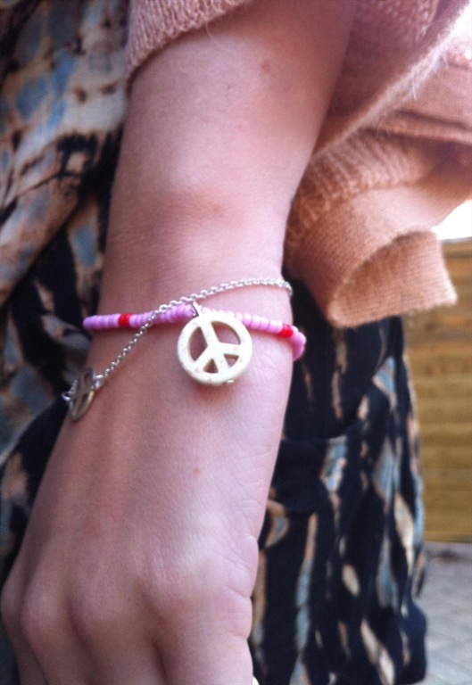 Minnie White Turquoise Peace Bracelet, £15, Hello Heron