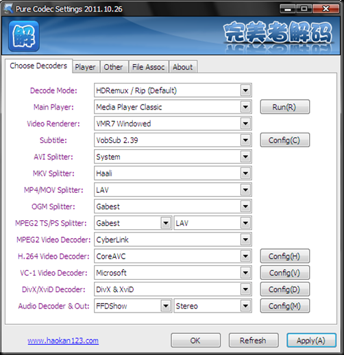 Pure Codec Settings Pure Codec Settings