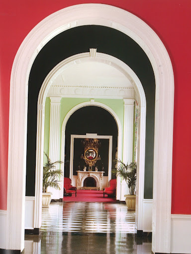 A colorful enflilade looking through to the Victorian wing writing room at the Greenbriar Hotel stays true to Dorothy Draper's original 1940s decoration under the sure hand of protege Carleton Varney. (Regency Redux, Rizzoli) A colorful enflilade looking through to the Victorian wing writing room at the Greenbriar Hotel stays true to Dorothy Draper's original 1940s decoration under the sure hand of protege Carleton Varney. (Regency Redux, Rizzoli)