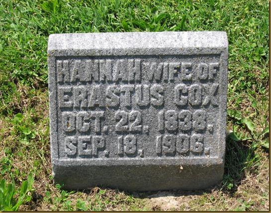 Hannah wife of Erastus Cox Hannah wife of Erastus Cox