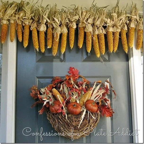 CONFESSIONS OF A PLATE ADDICT Fall Basket and Corn Garland