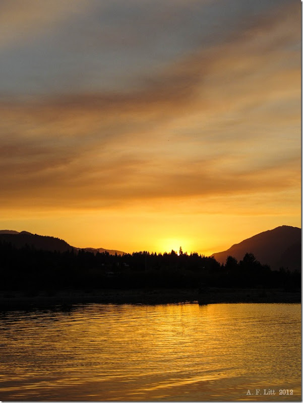 Sunset beyond the Columbia.  Hood River, Oregon.  September 30, 2012.