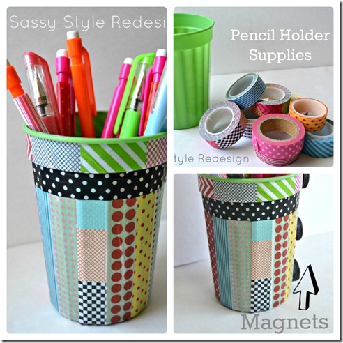 locker supply pencil holder collage