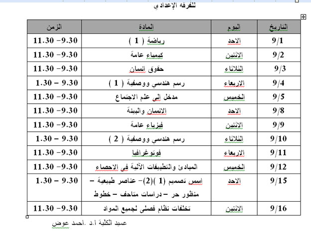جدول امتحانات الفصل الصيفي بجامعة 6 أكتوبر لكلية فنون تطبيقية 2013 - اخبار وطني