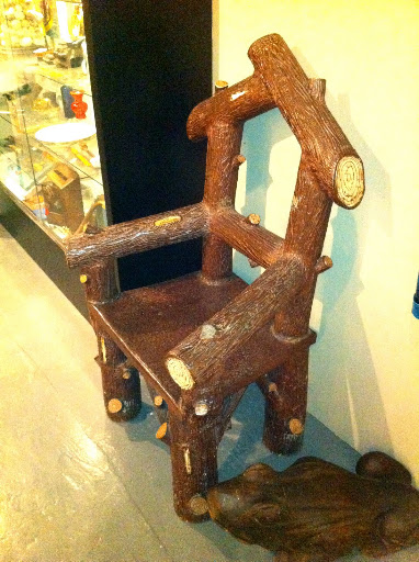 This rustic-looking chair is actually made of ceramic.