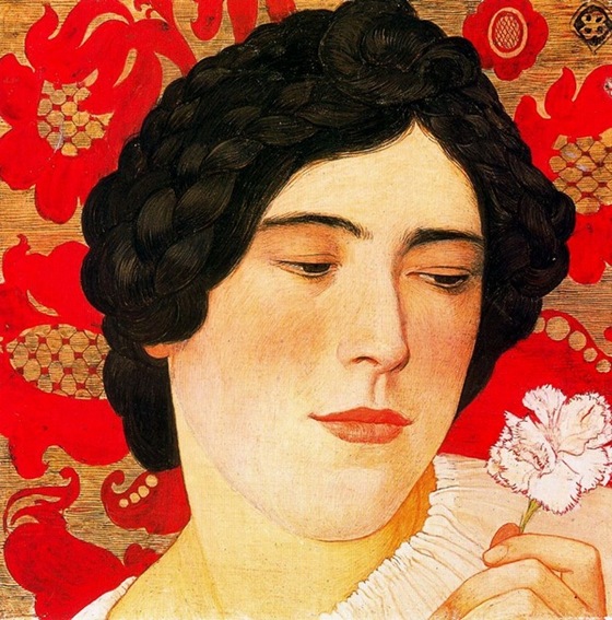 Young Girl with Carnation, 1908, Ernest Bieler Young Girl with Carnation, 1908, Ernest Bieler
