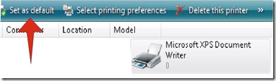 set as default option on menu Set As Default option to select primary Printer