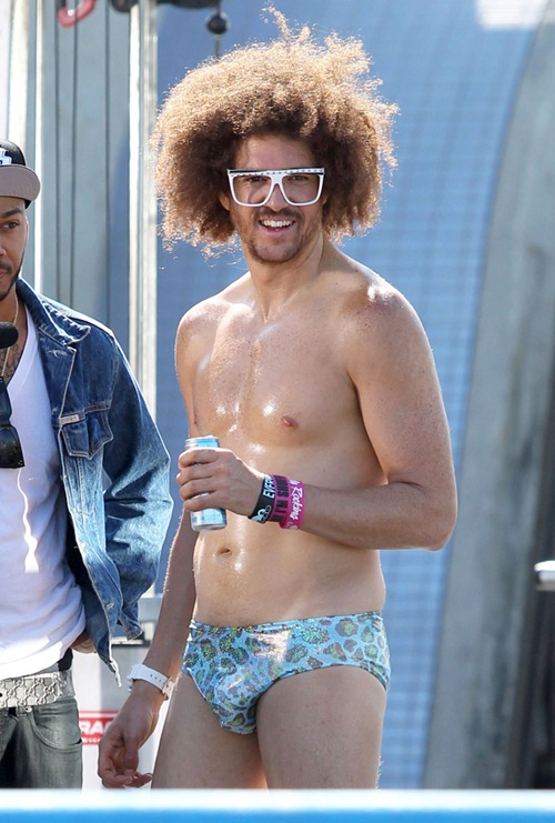 DJ Redfoo Showing Off The Goods On Set Of Music Video
