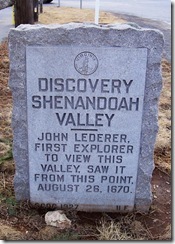 Discovery Shenandoah Valley monument in Warren County, VA