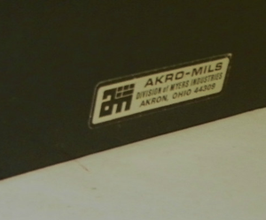 Akro-Mils filing cabinet, black, label
