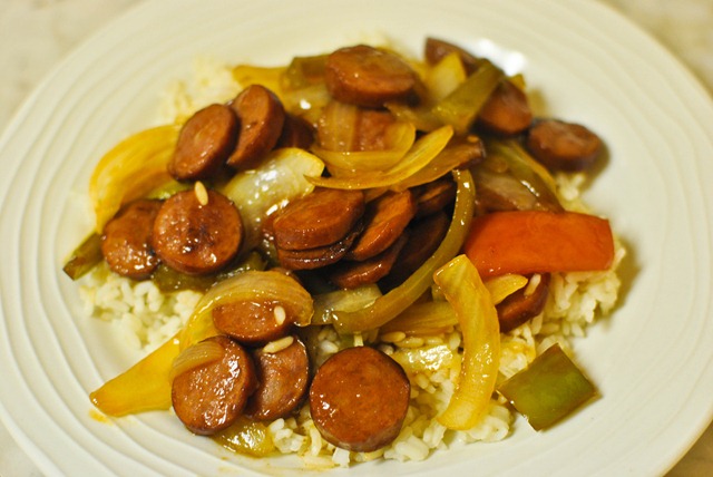 Sausage peppers and onions recipe with rice