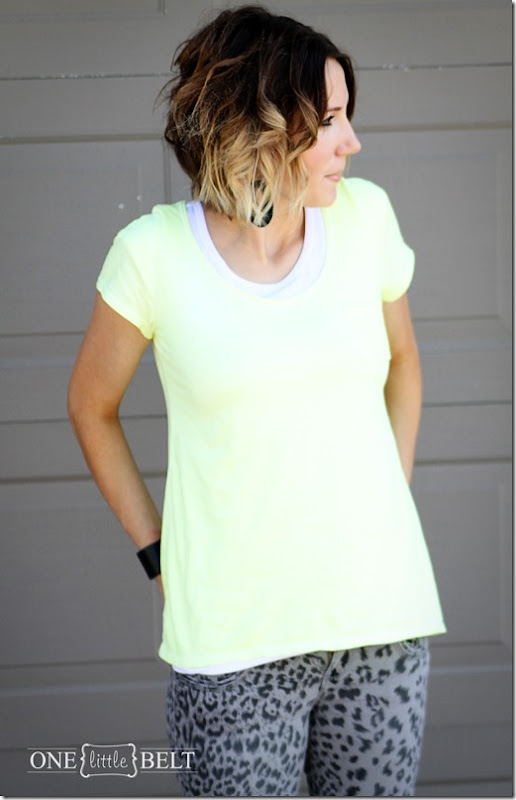 neon tee, grey leopard print pants neon tee, grey leopard print pants
